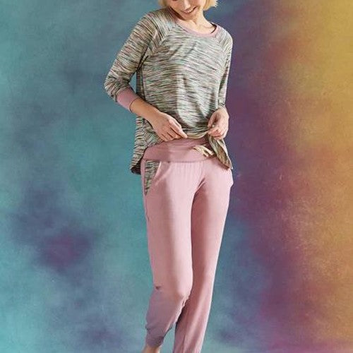 Relaxed Long Sleeve Top + Harem Pant Set Rosy Mauve
