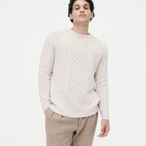 Luxe Merino Cable Crewneck Sweater