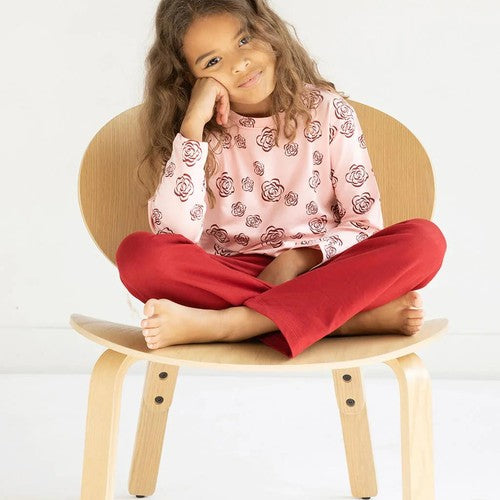 Kids' Pink Long Sleeve Shirt - Rose Print