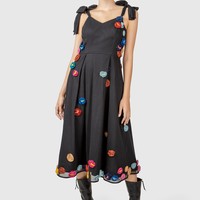Hand Embroidered Tulle Midi Dress