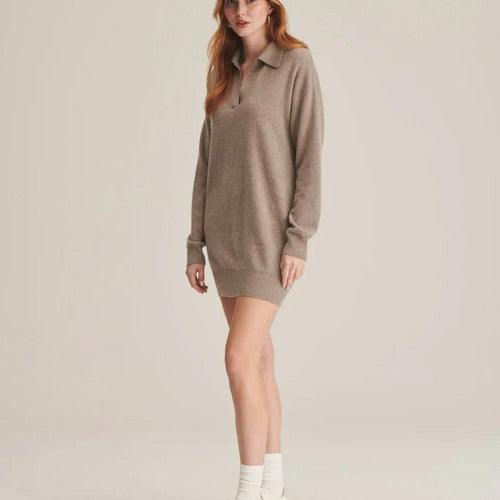 Cashmere Polo Mini Sweater Dress