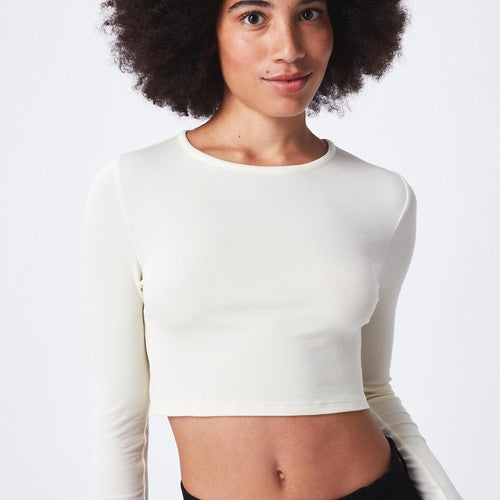 Silky Ribbed Cropped Long Sleeve