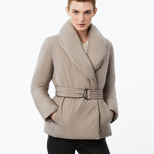 Shawl Wrap Belted Puffer