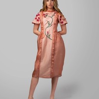 Floral Embroidered Silk Dress