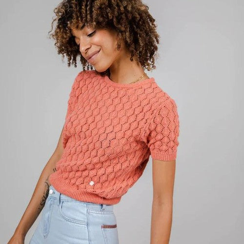 Lace Knitted T-shirt Pomelo
