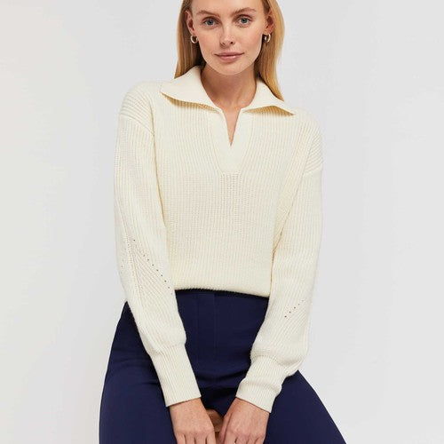 Luxe Merino Collar Sweater Ivory
