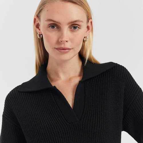 Luxe Merino Collar Sweater Black