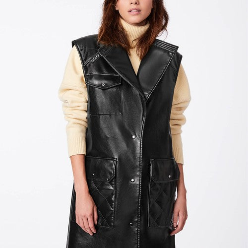 Vegan Leather Vest Coat