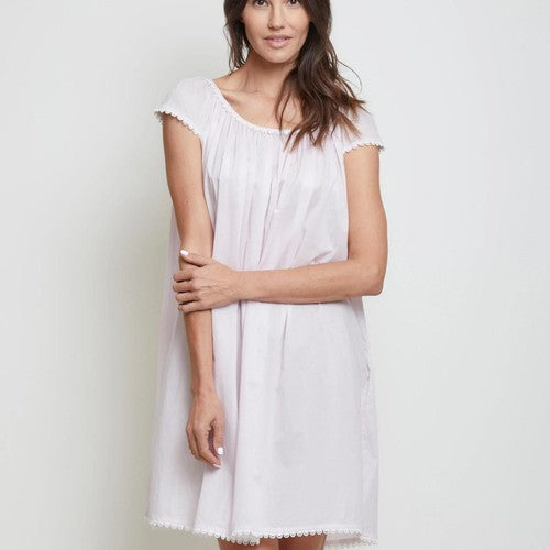 Cotton Nightgown with Flower Trim