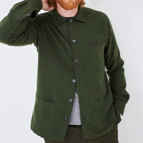 Recycled Italian Green Flannel Shirt Jacket